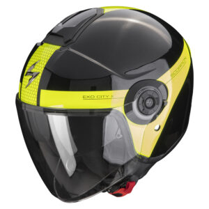 SCORPION EXO-CITY 2 SHORT NERO-GIALLO FLUO Casco Jet