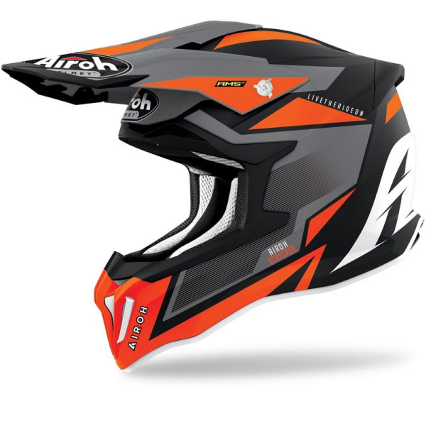 casco motocross enduro airoh strycker axe orange