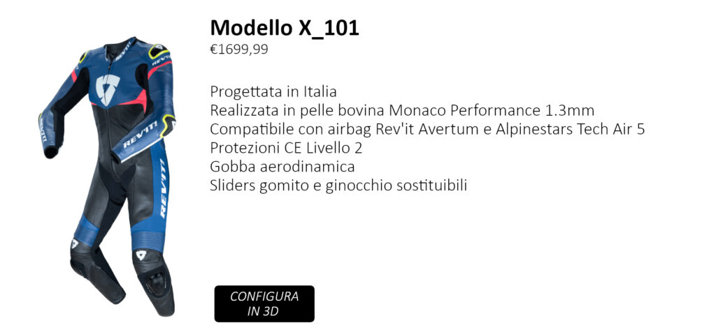 tuta moto in pelle su misura modello X_101