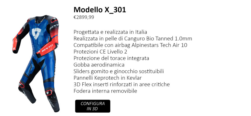 tuta moto in pelle su misura modello X_301