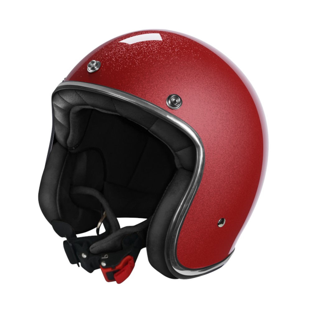 casco jet vintage stormer quartz glitter rosso