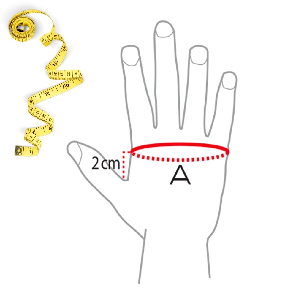 immagine mano guida alle taglie guanti