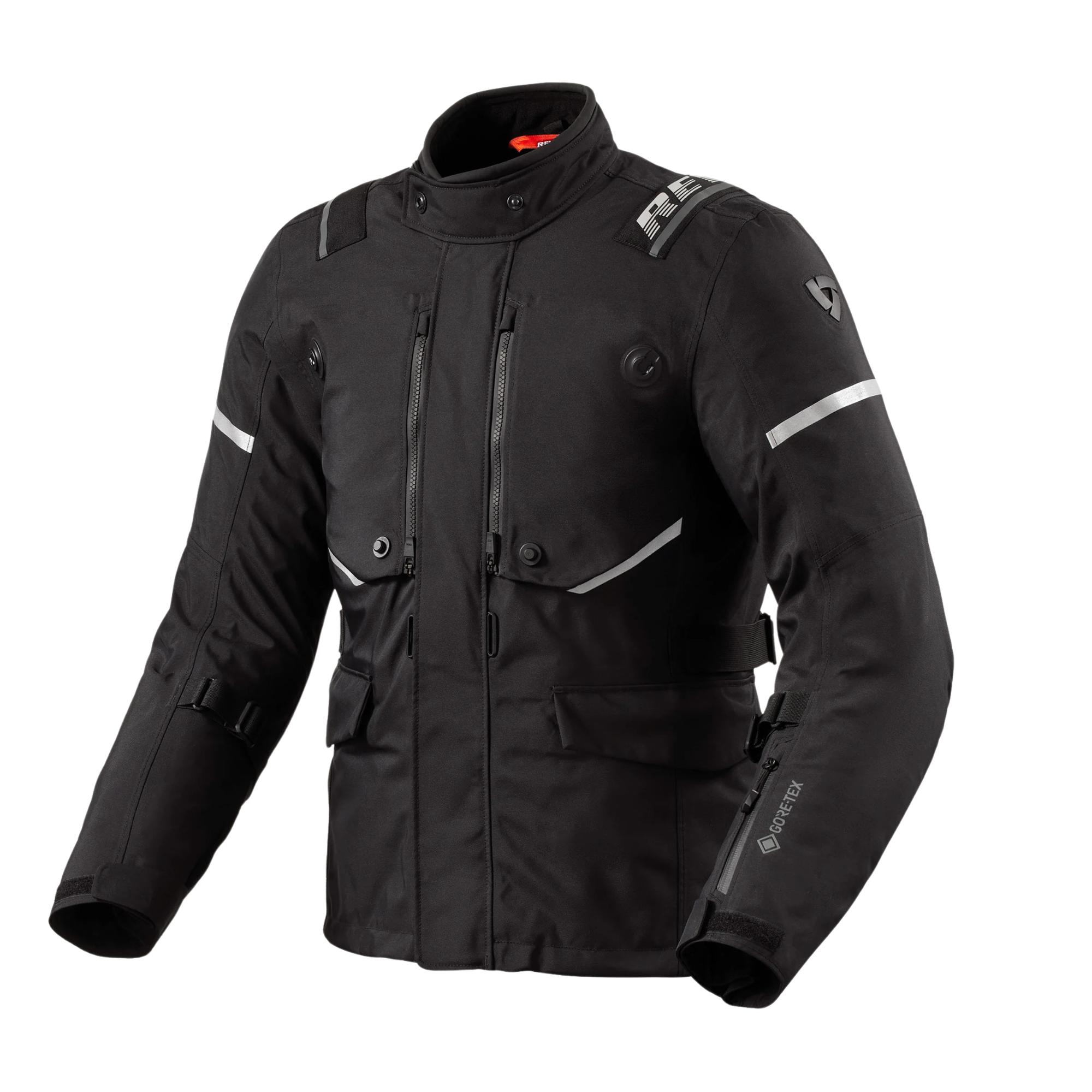 rev'it! vertical goretex nero giacca in tessuto impermeabile laminata